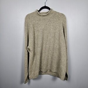 Northern Apparel Womens L Sweater 100% Lambswool Mock Neck Vintage Olive Gray